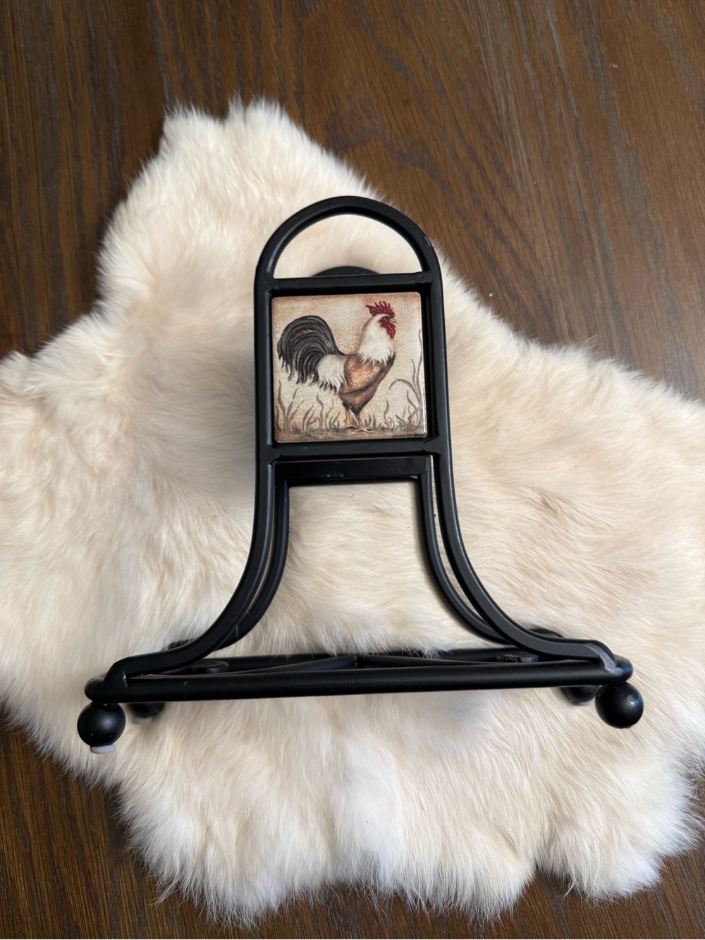 Rooster Napkin Holder Black Wrought Iron Farmhouse Kitchen - Picture 1 of 3